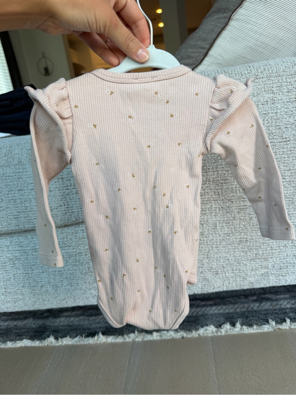 Jamie Kay Ribbed Ruffle-Shoulder One-Piece in Blush with Gold Dots - Picture 6 of 6